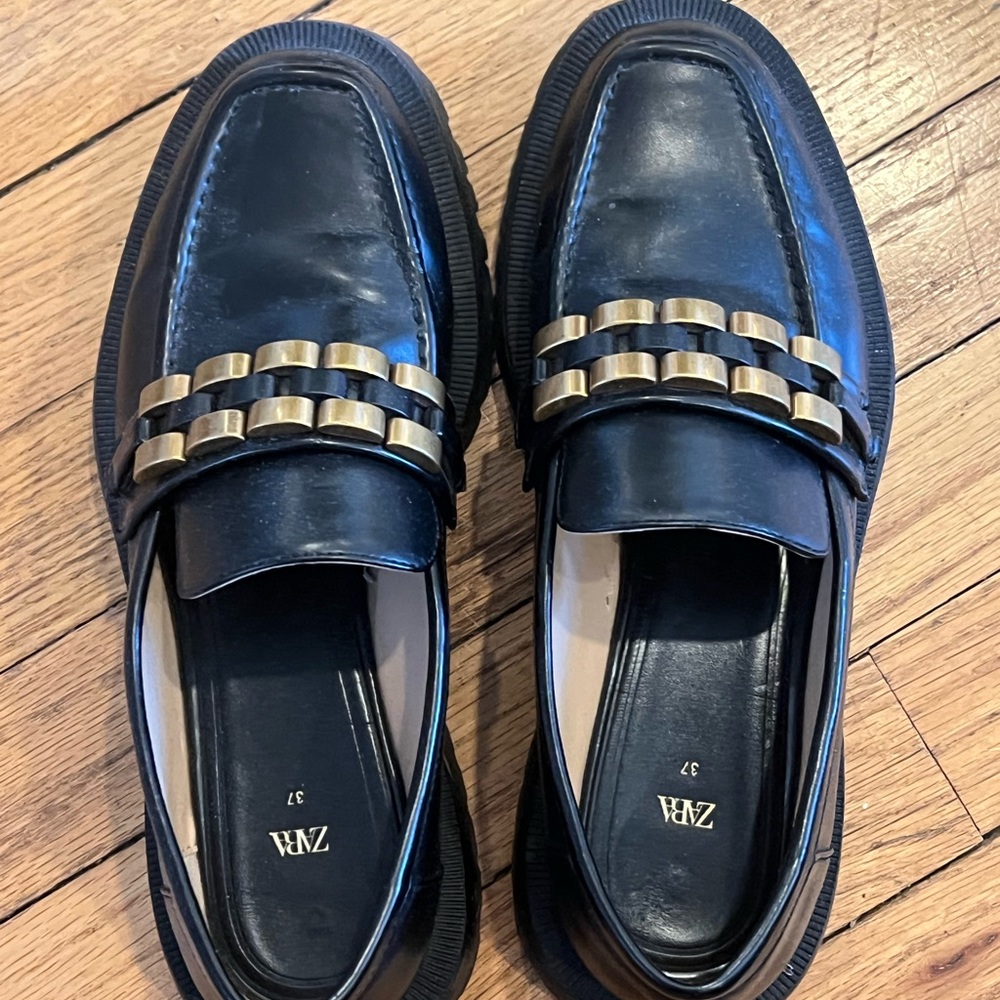 Zara Chunky Loafers with Chain Detail